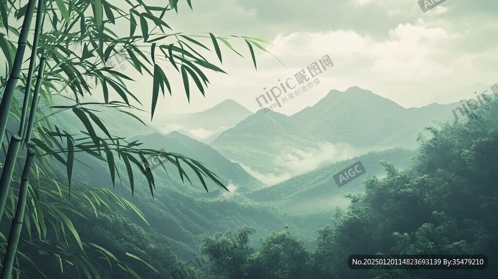 竹林山水背景