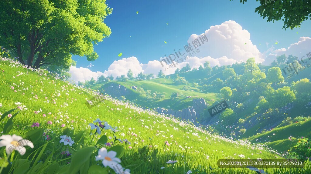 唯美夢幻花田場景