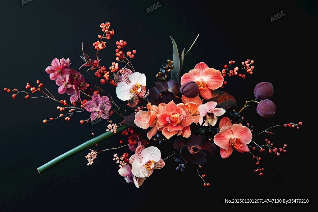 粉色新中式枝條花藝