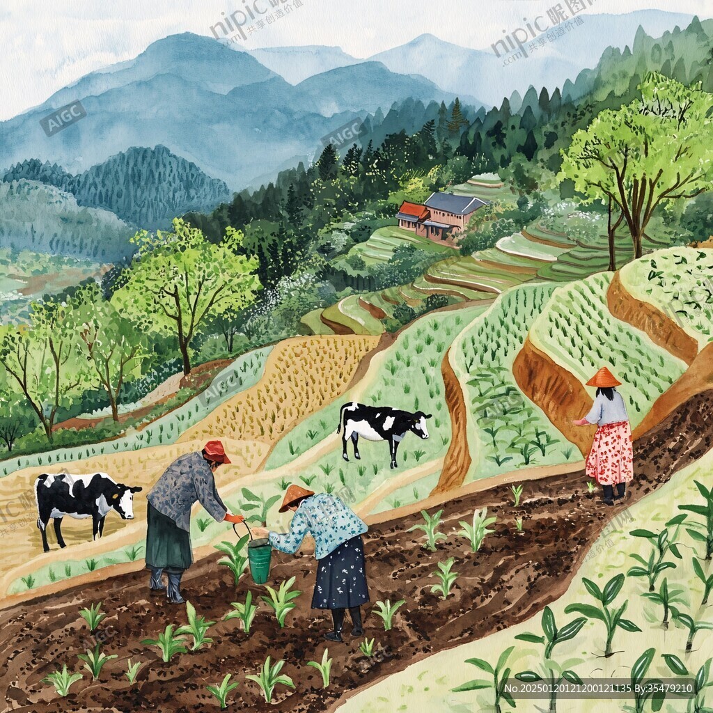 農(nóng)民勞作插畫