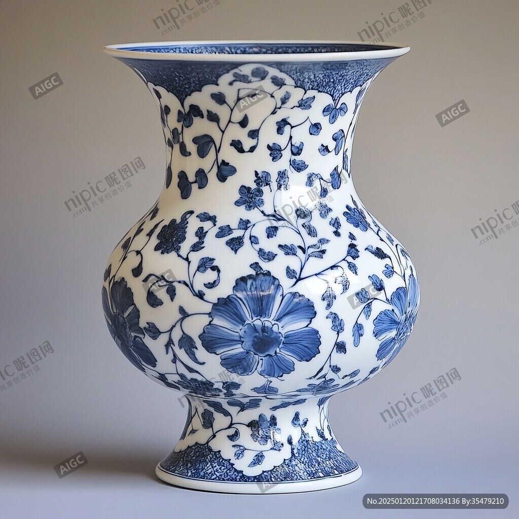 青花纏枝蓮紋橄欖尊
