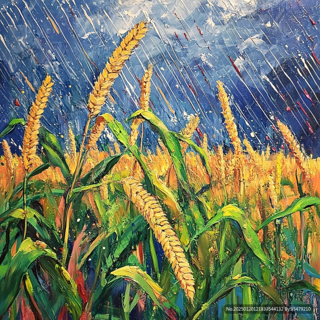 下雨天的麥田