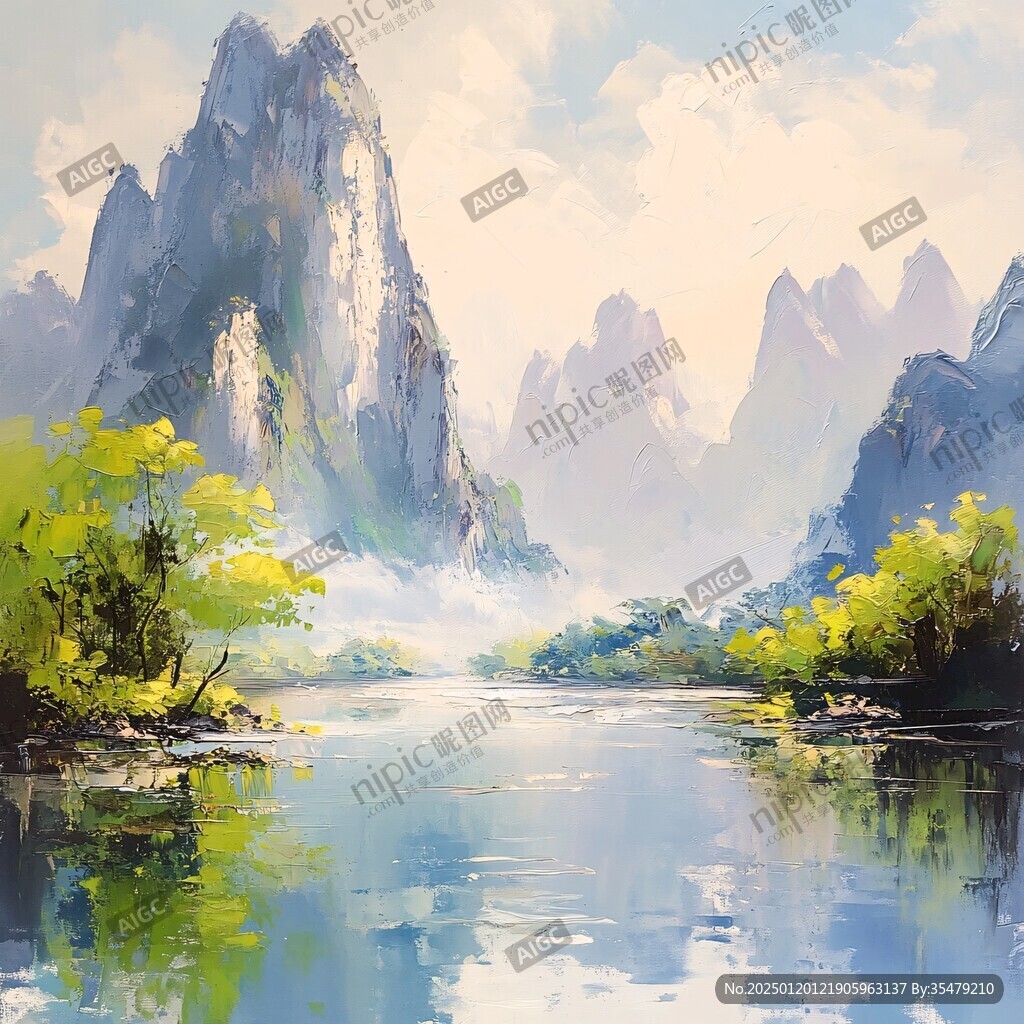 美麗山水風景繪畫風景