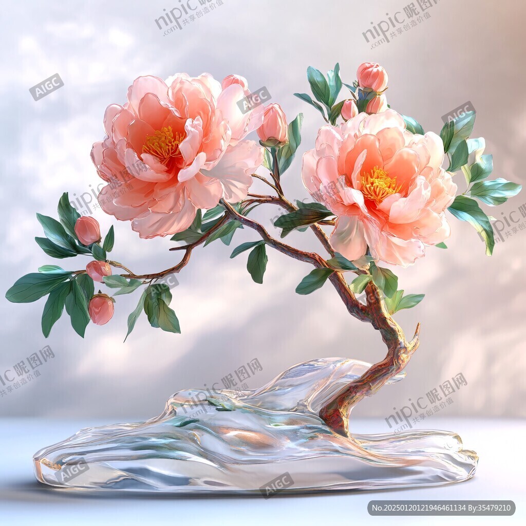 牡丹擺件