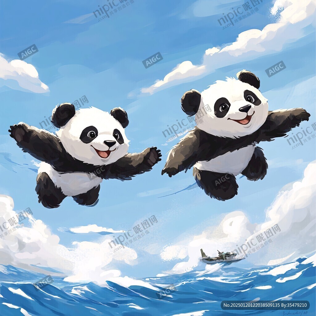 飛起的熊貓