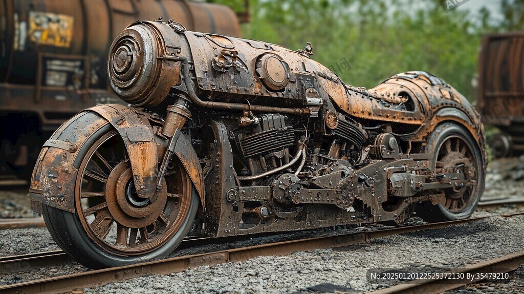 廢鐵制作的火車頭