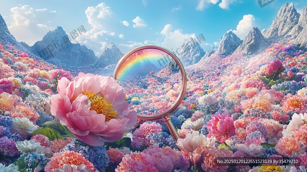 唯美夢幻花田場景