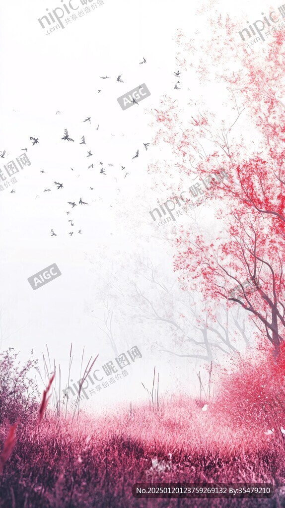 暖色調(diào)墨韻唯美紅色