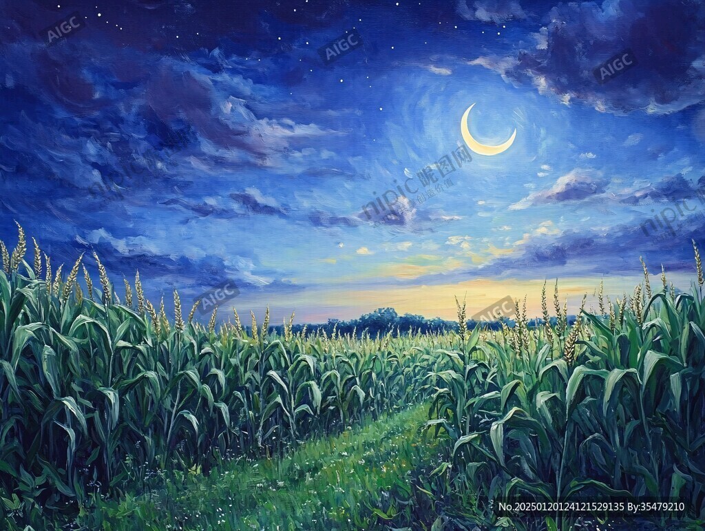 手繪唯美夜晚