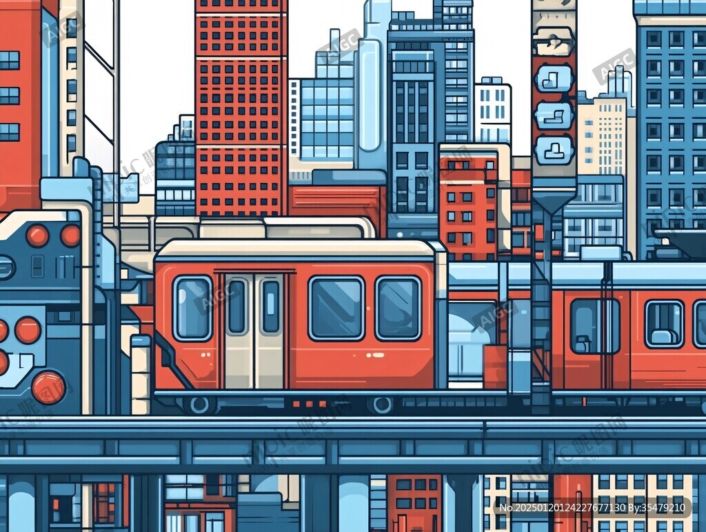 輕軌穿樓插畫