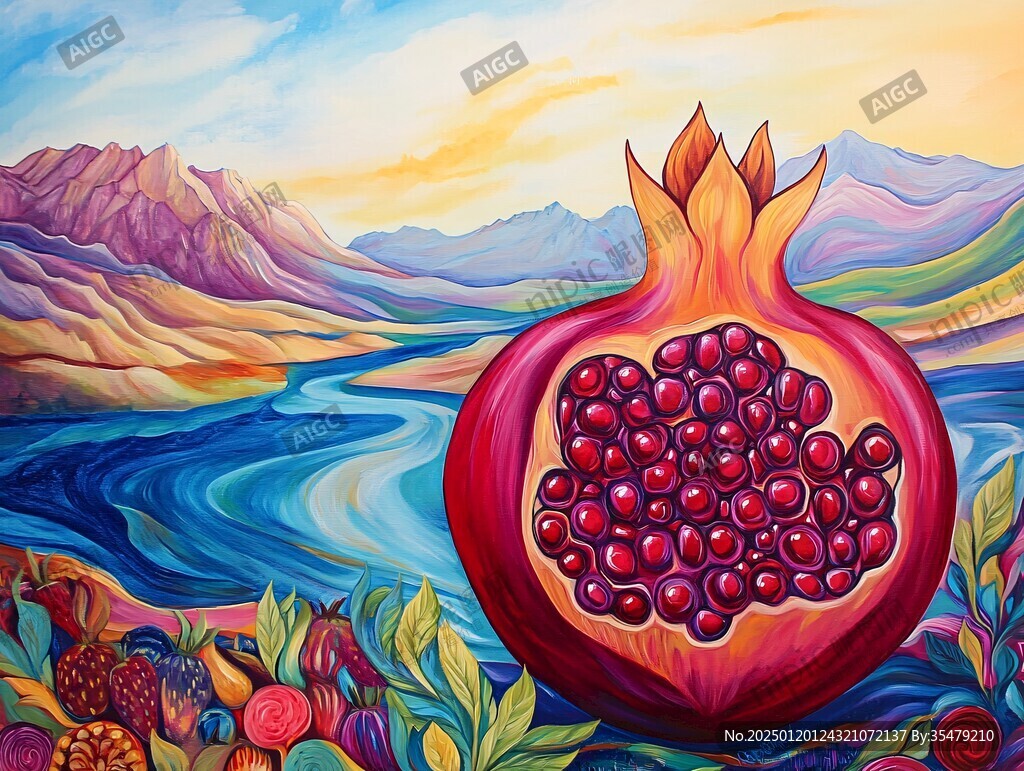 原創(chuàng)插畫石榴