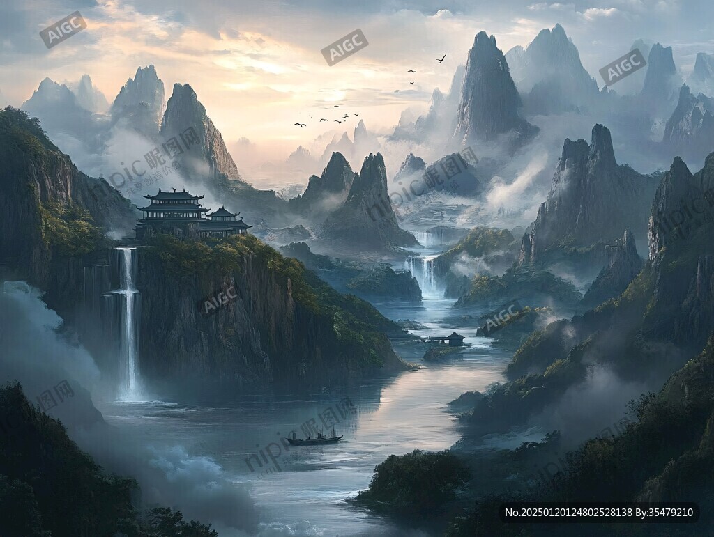 古風山水場景