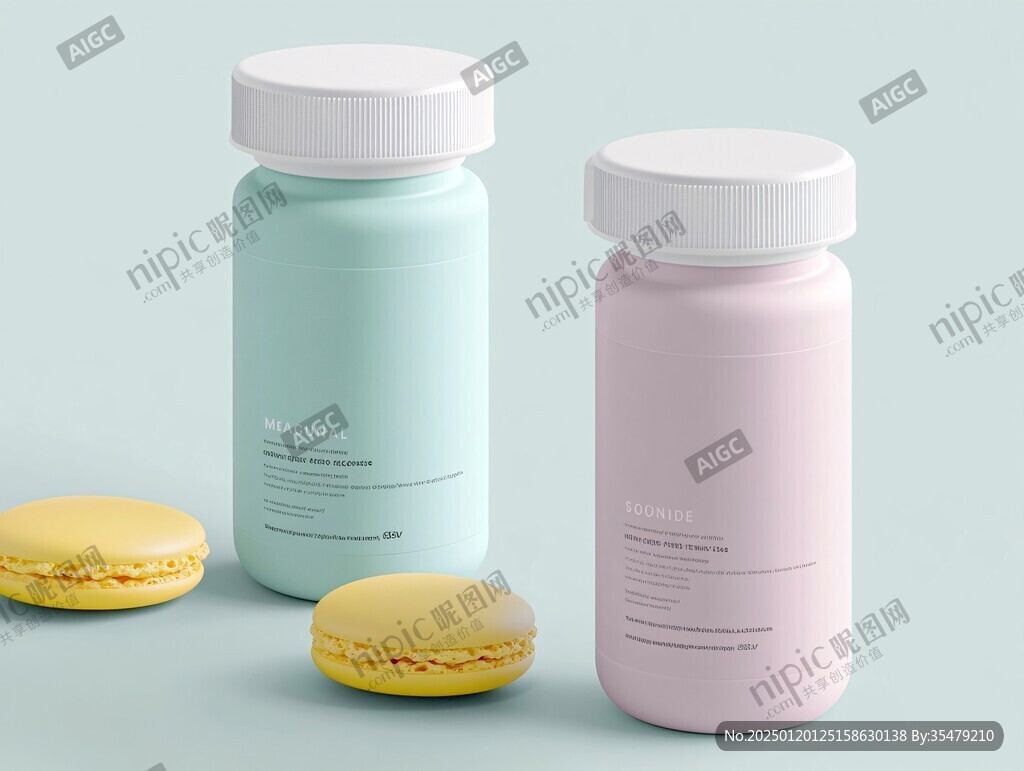 保健品瓶智能貼圖