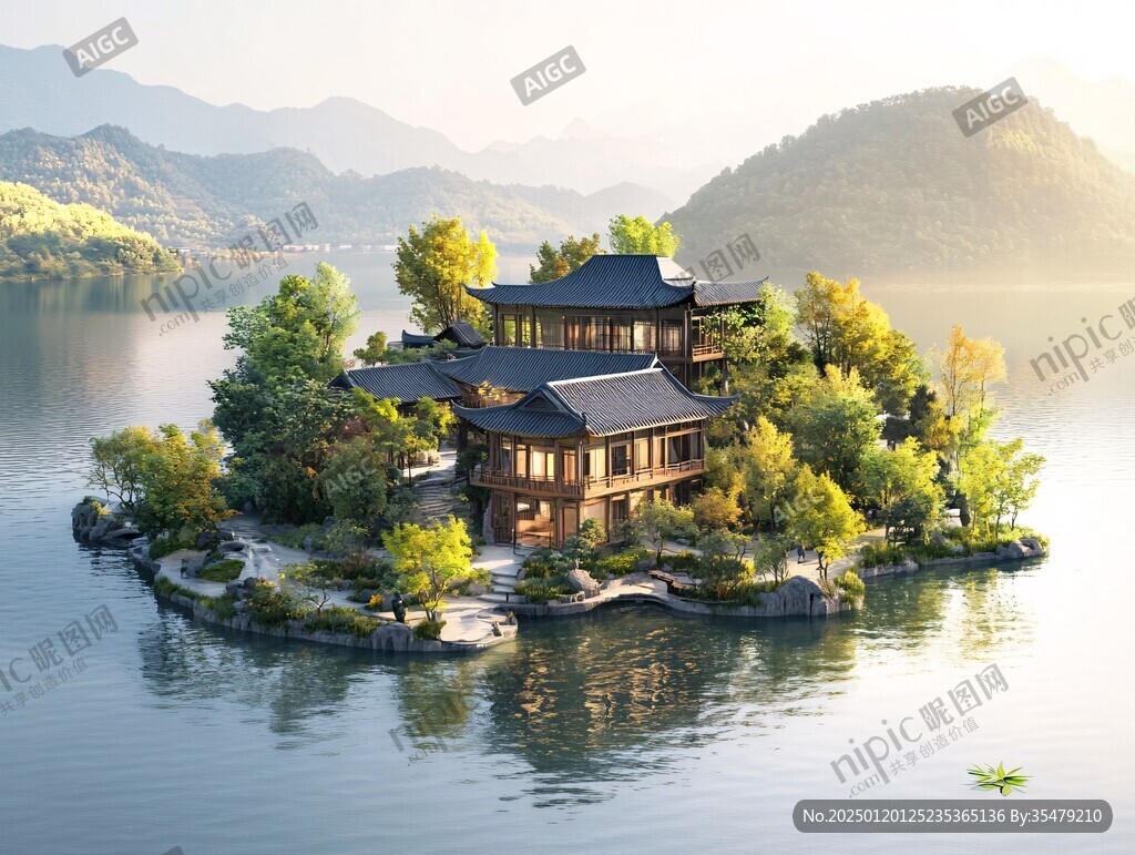 中式群山湖水山居