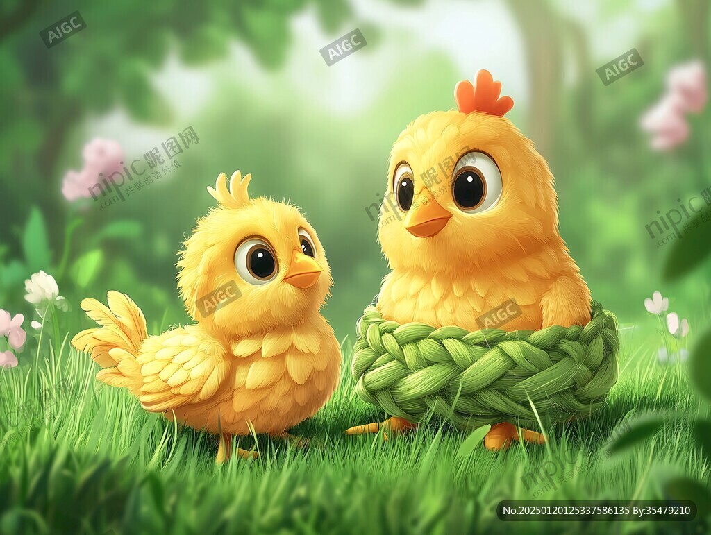 萌雞形象插畫