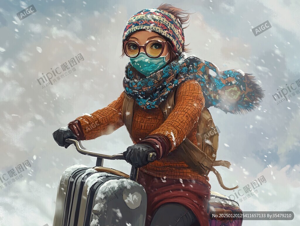 雪中騎車送貨