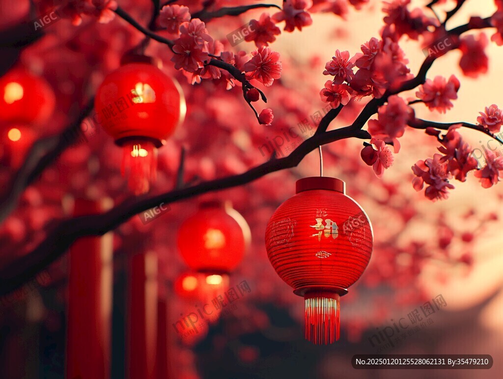 燈籠與紅櫻
