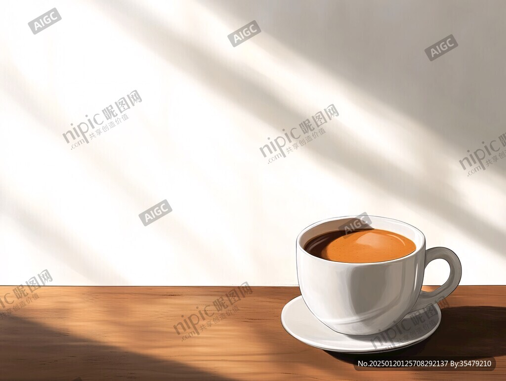 咖啡杯桌面場景圖