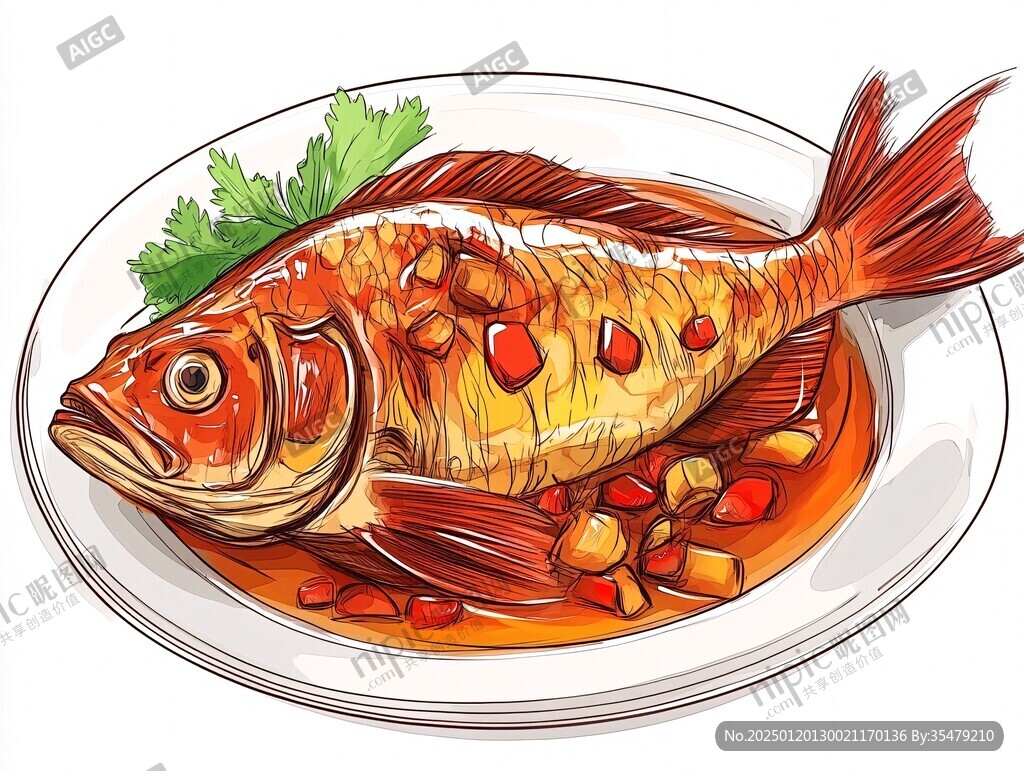 美味糖醋魚插畫