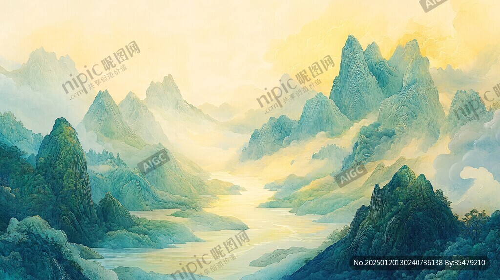 油畫(huà)水墨山水