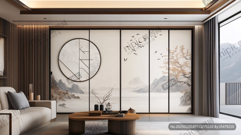新中式鑲嵌硬包背景墻