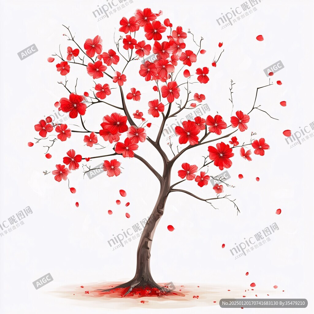 紅色花卉樹