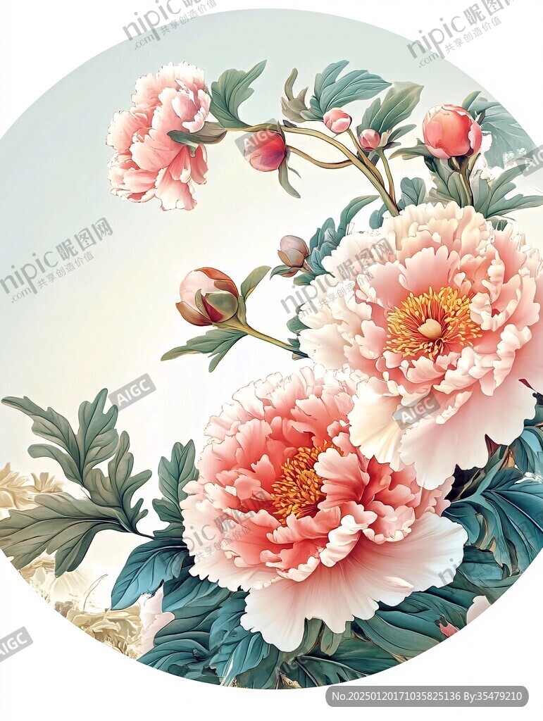 牡丹文創插畫