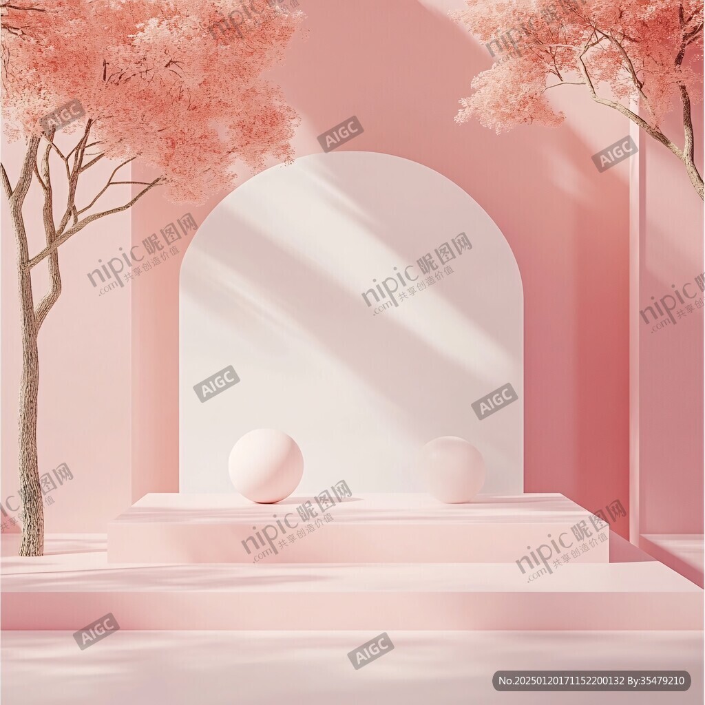 粉色的展示臺