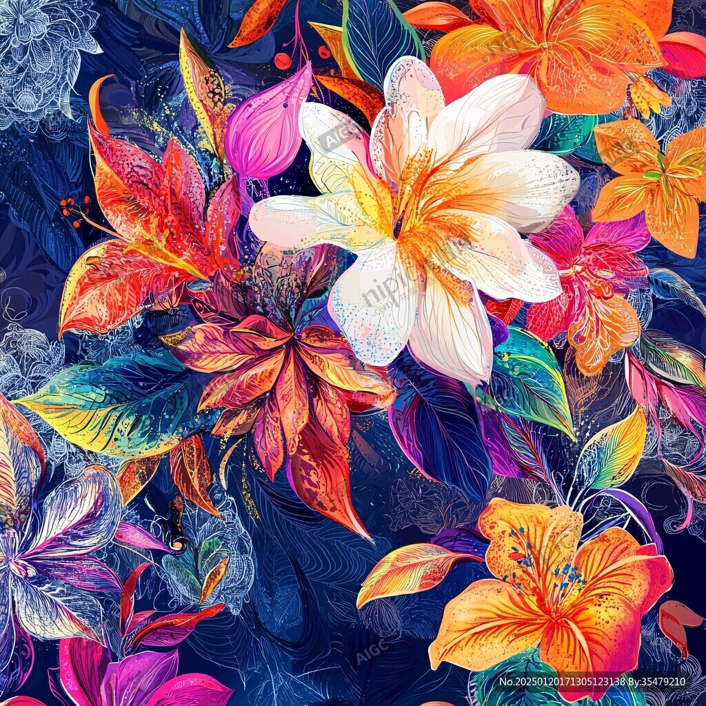 抽象花卉絢麗色彩