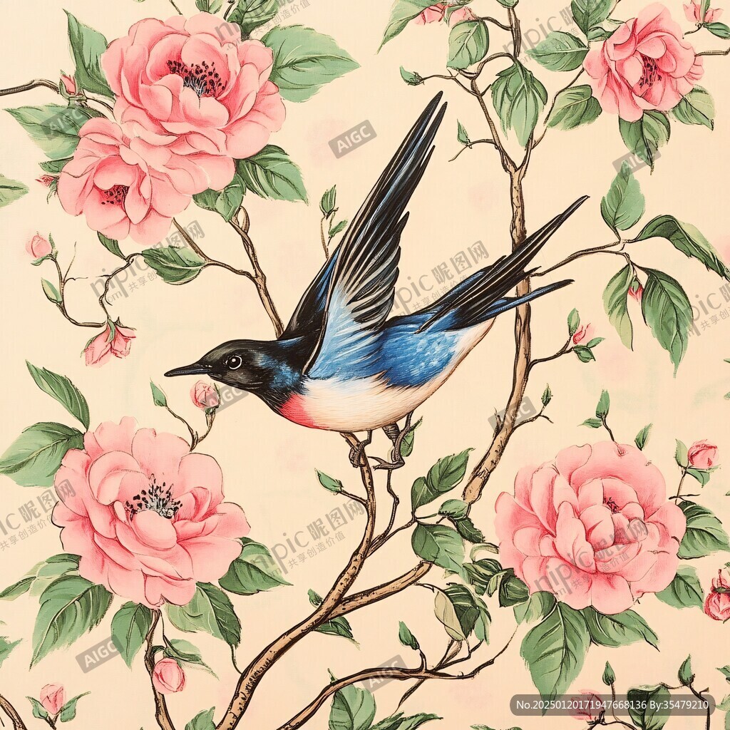 花鳥圖裝飾墻紙
