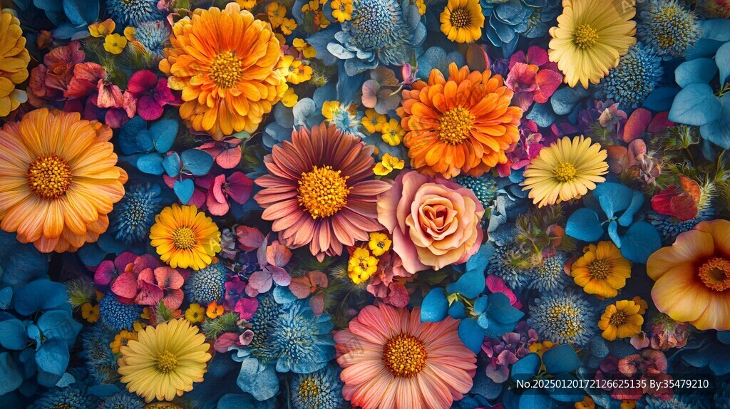 彩色鮮花背景墻