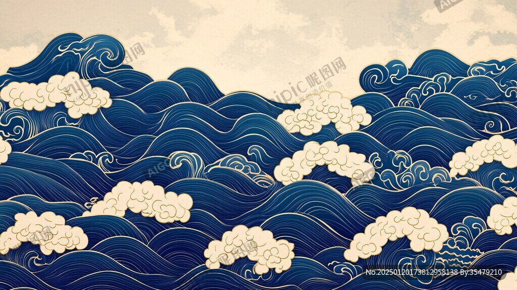 日式浪花背景