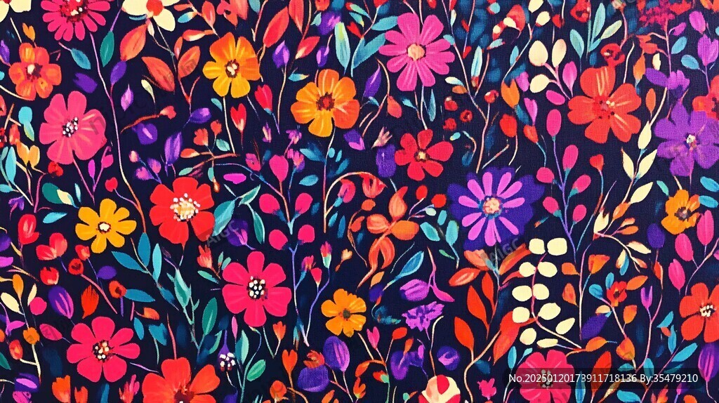 彩色民族風(fēng)花草花卉