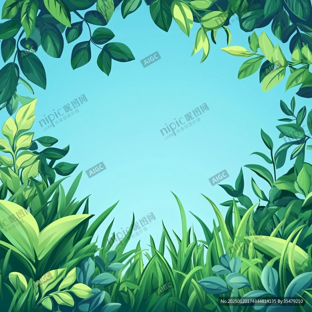藍天綠葉邊框