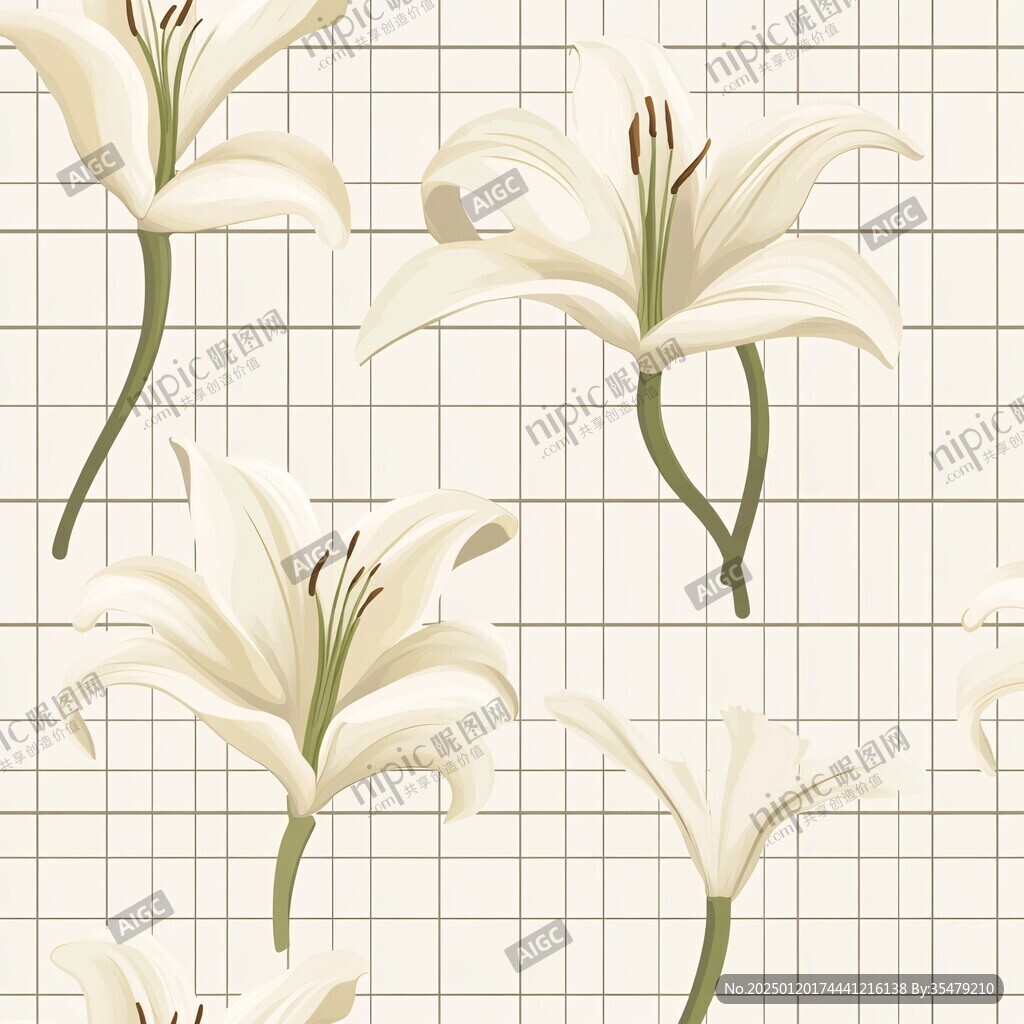 百合花壁畫