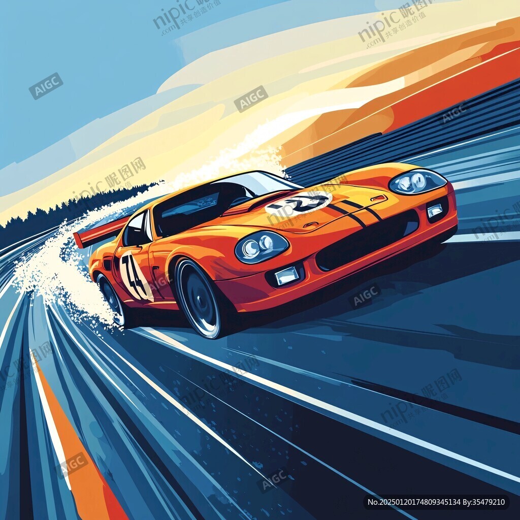 卡通跑車插畫