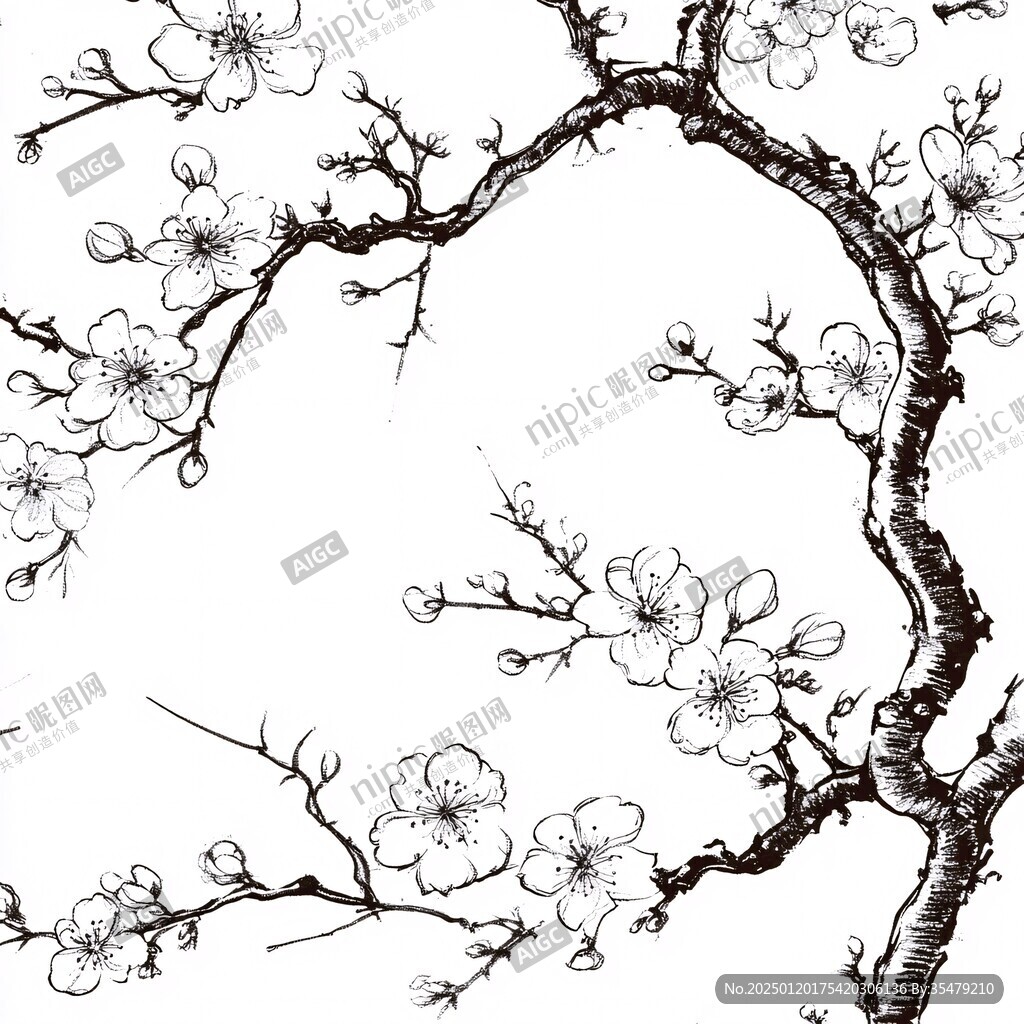 手繪梅花圖案