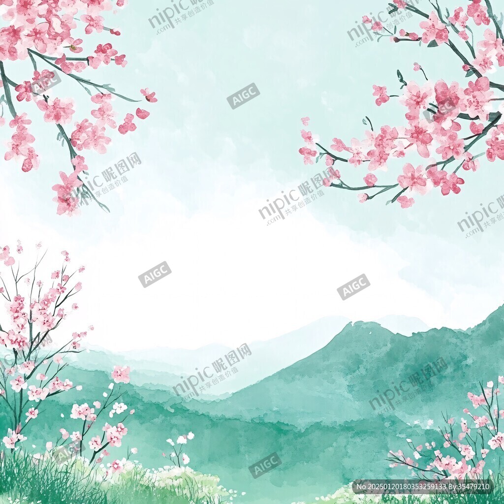 桃花源記古風(fēng)山水插畫
