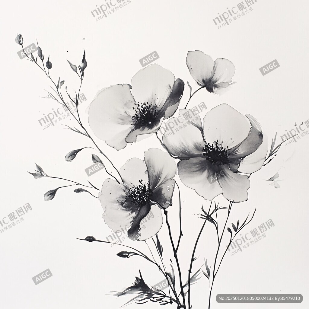 水墨亞麻花