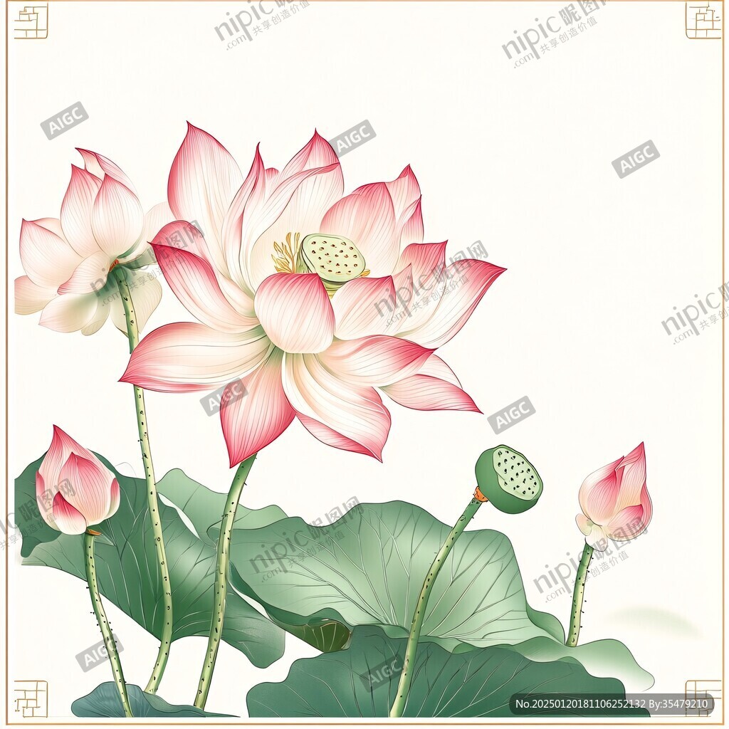 手繪荷花海報