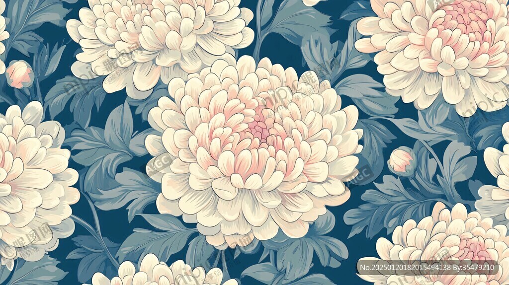 牡丹插畫底紋