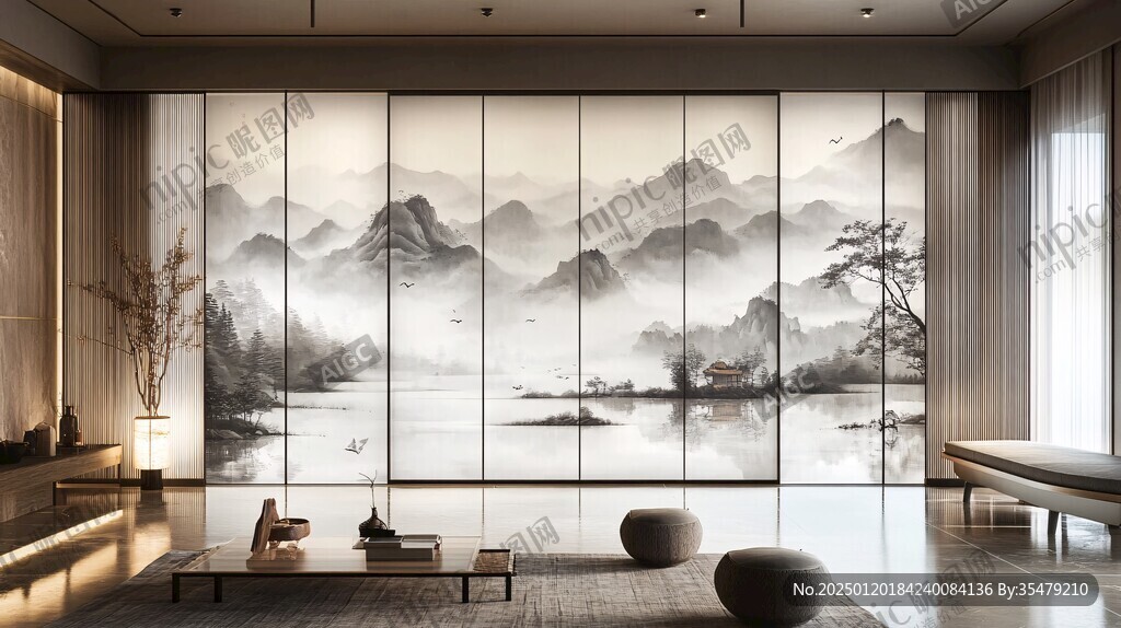 巨幅現(xiàn)代山水屏風(fēng)