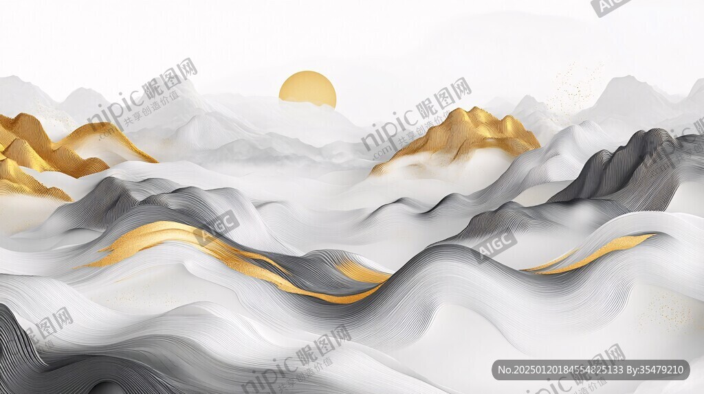 抽像山水線條背景裝飾