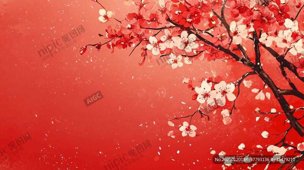 冰雪紅梅插畫(huà)