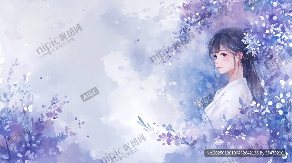 唯美意境少女插畫