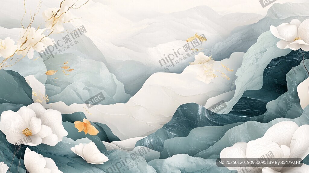 中式精雕肌理山水畫