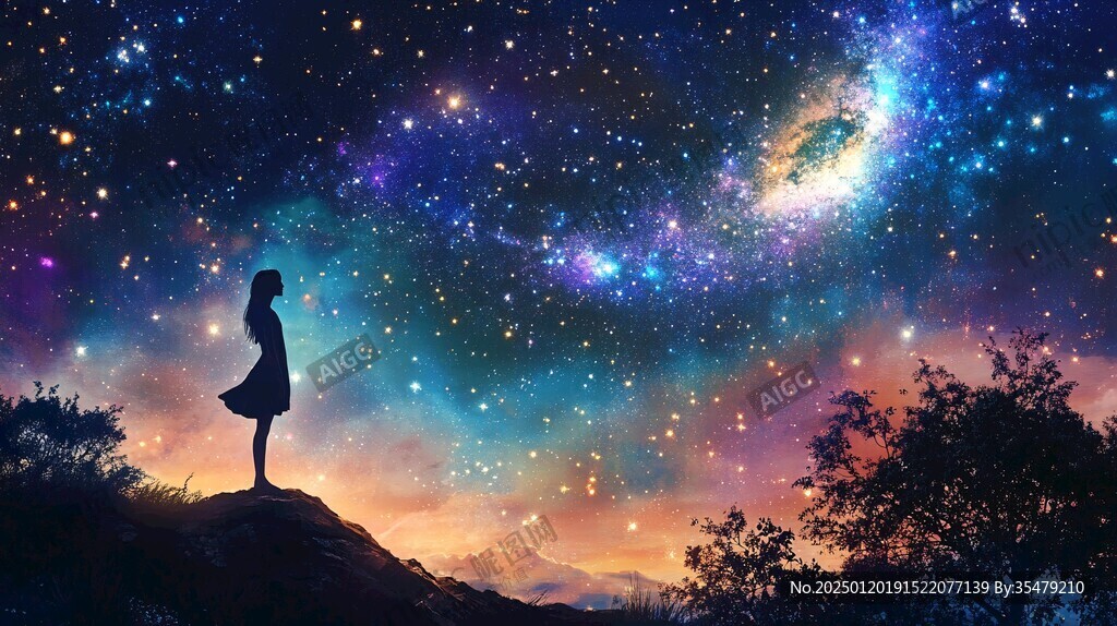 星辰大海女孩背影