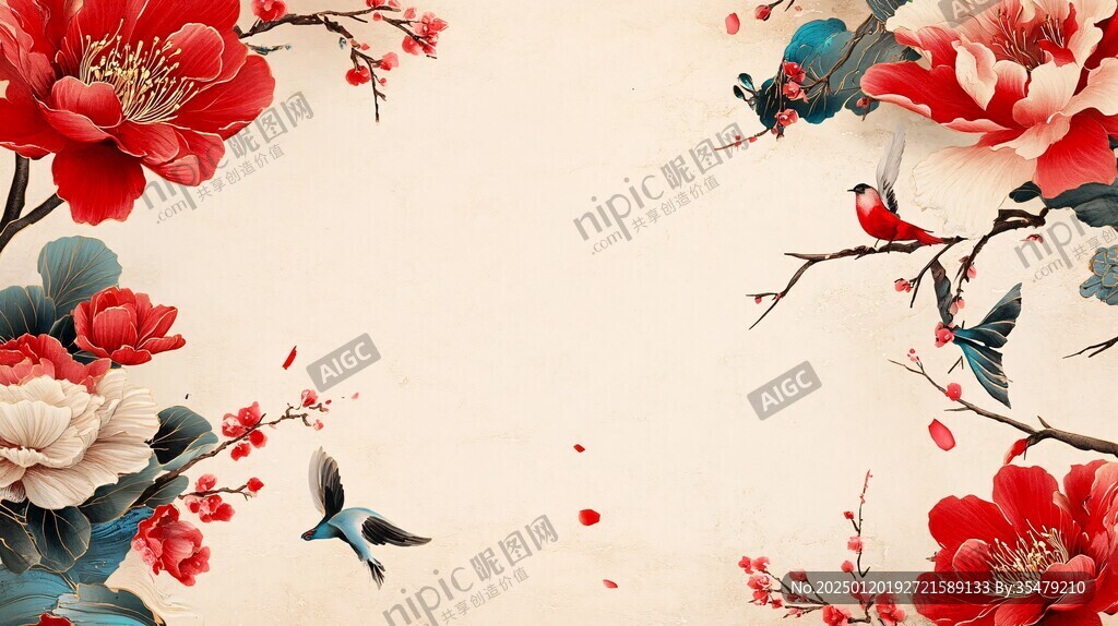 古風(fēng)古典花鳥背景