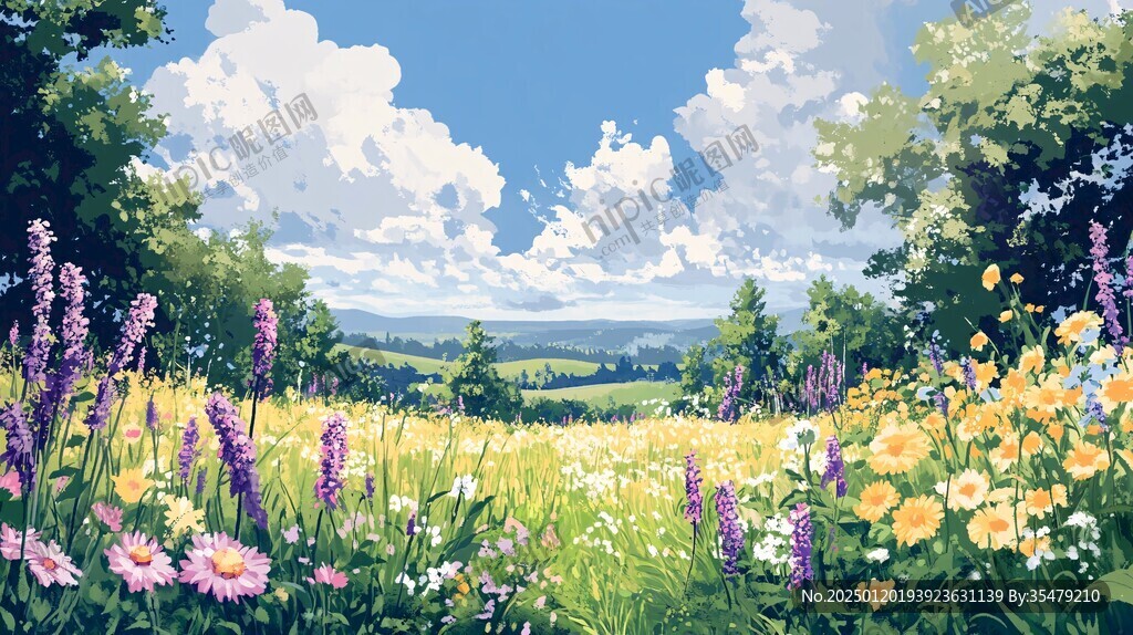 唯美花田場景
