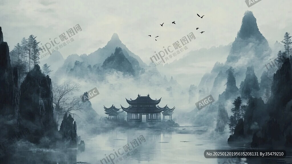 山水樓閣雅致意境風(fēng)